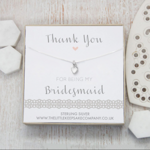 Sterling Silver Heart Necklace - ‘Thank You For Being My Bridesmaid’