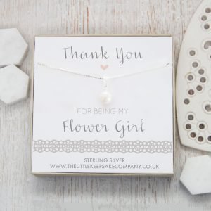 Sterling Silver & Pearl Necklace - ‘Thank You For Being My Flower Girl’