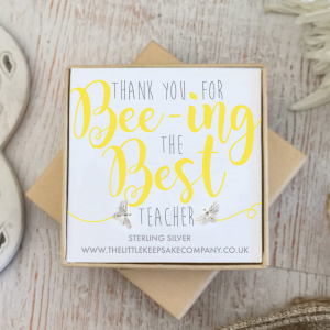 Sterling Silver Quote Earrings - 'Thank you for BEE-ing the Best Teacher!'