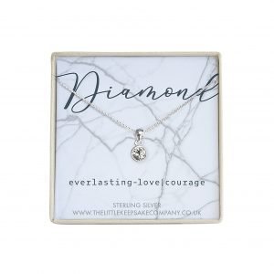 Sterling Silver April Birthstone Necklace - Diamond