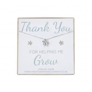 Sterling Silver & CZ Quote Gift Set – ‘Thank You For Helping Me Grow’