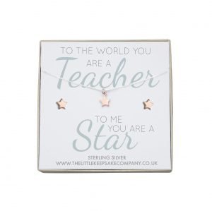 Sterling Silver & Rose Gold Vermeil Quote Gift Set – ‘To The World You Are A Teacher, To Me You Are A Star’