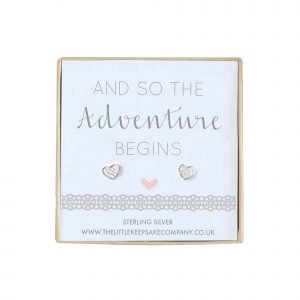 Sterling Silver & Pavé CZ Wedding Earrings – ‘And So The Adventure Begins'